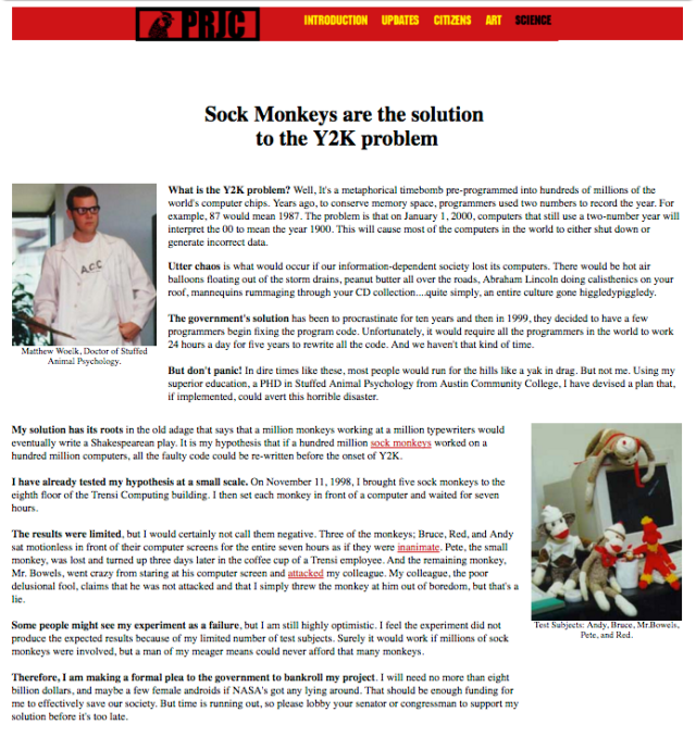 Sock Monkeys are the solution to the Y2K problem